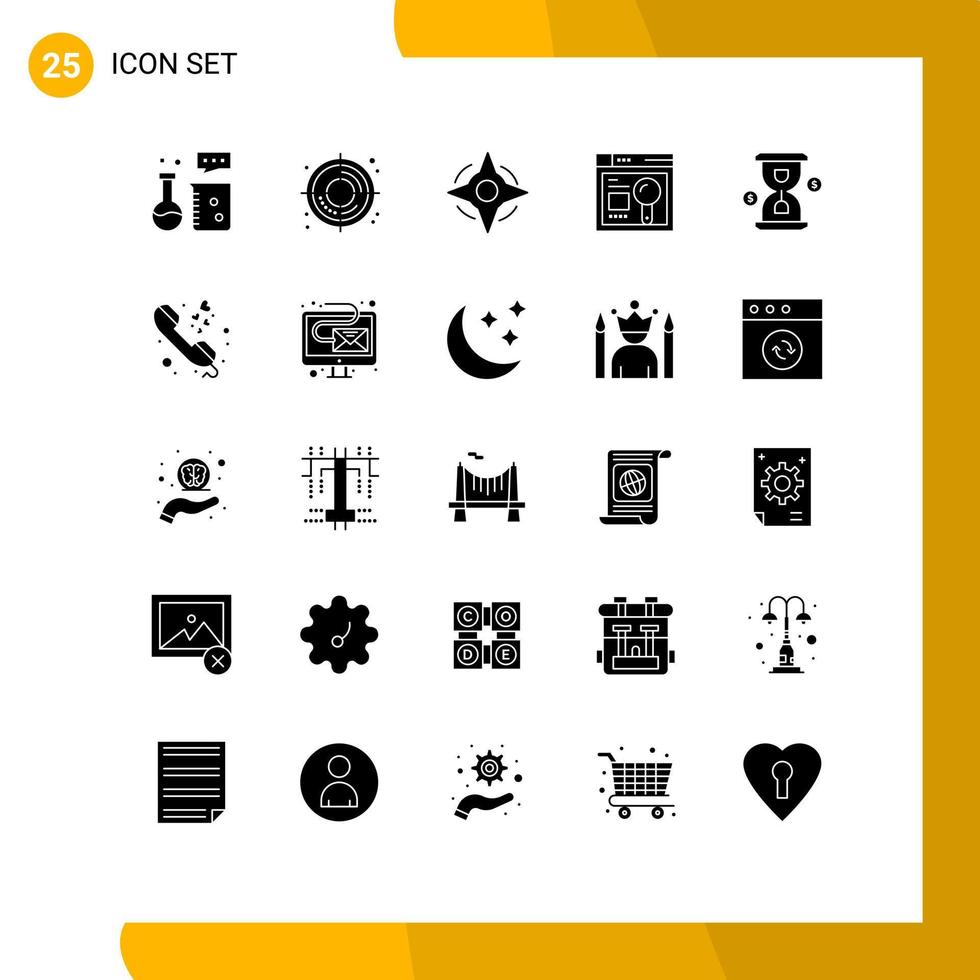 25 iconos creativos signos y símbolos modernos de carga de vidrio brújula educación web elementos de diseño vectorial editables vector