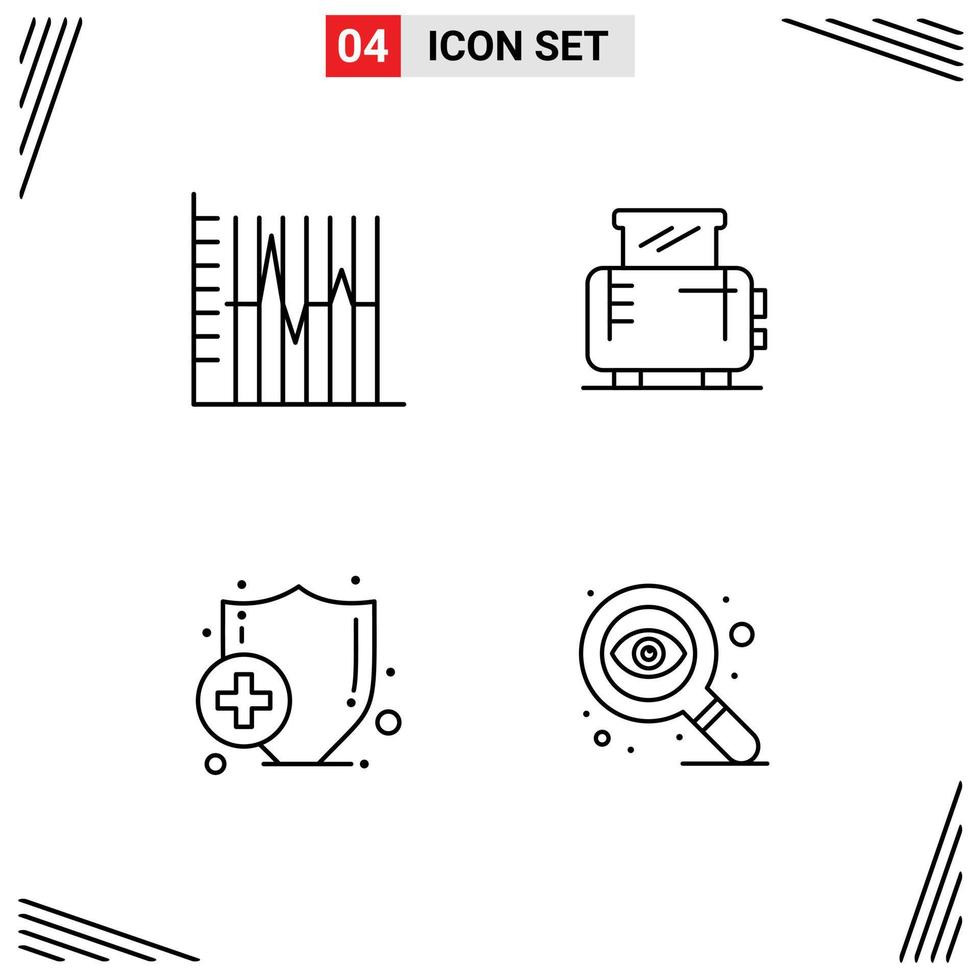 Set of 4 Modern UI Icons Symbols Signs for progress health patient home medical Editable Vector Design Elements