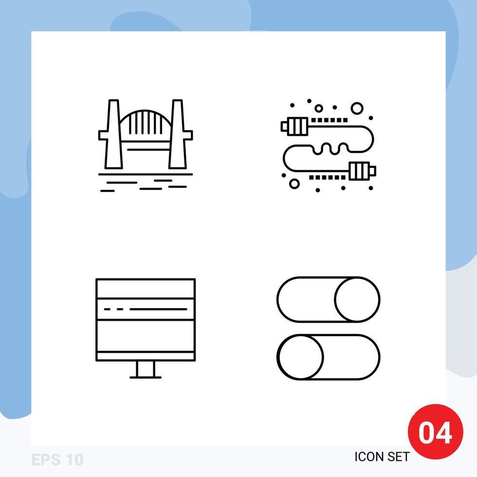 4 Universal Line Signs Symbols of australia marketing harbour communication computer Editable Vector Design Elements