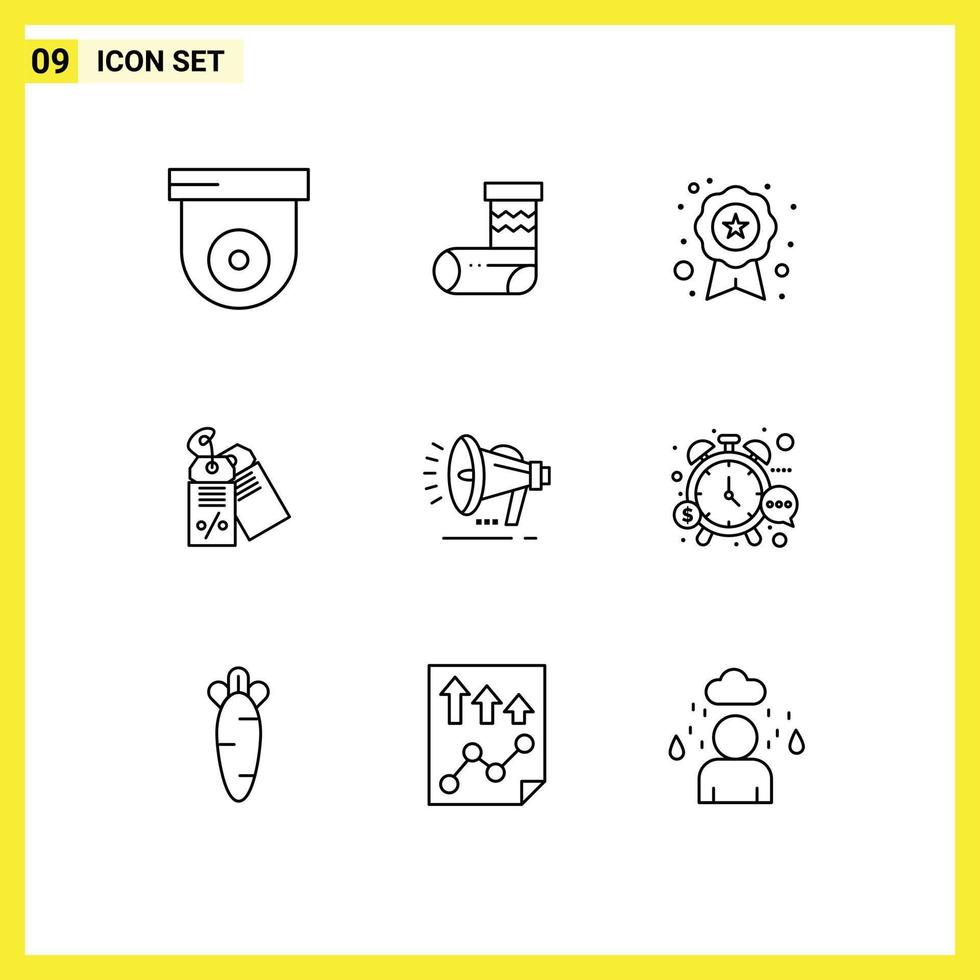 Set of 9 Vector Outlines on Grid for voice speaker pupil sale business Editable Vector Design Elements