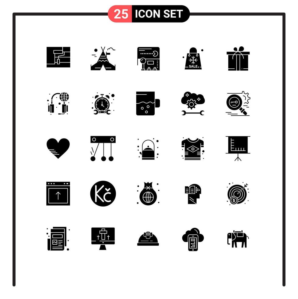25 Solid Glyph concept for Websites Mobile and Apps box shopping pacman seasons sale Editable Vector Design Elements