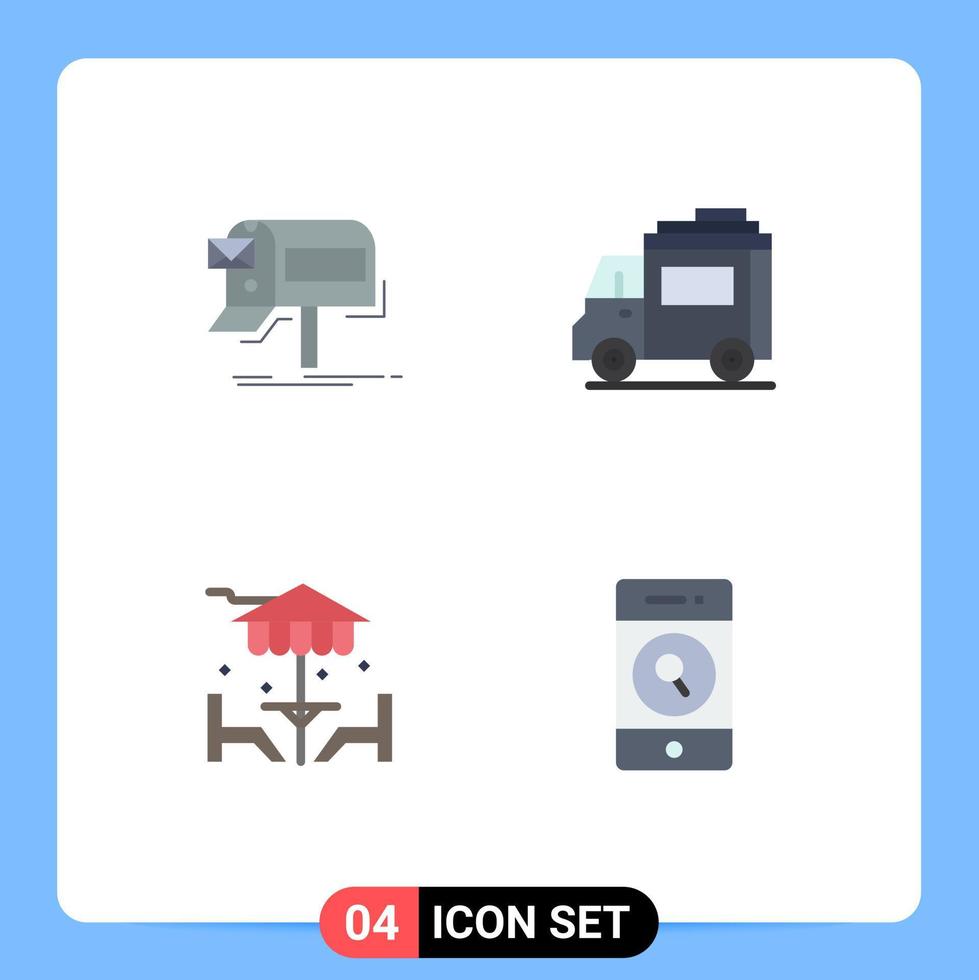 4 Universal Flat Icons Set for Web and Mobile Applications campaigns beach newsletter car dinner Editable Vector Design Elements