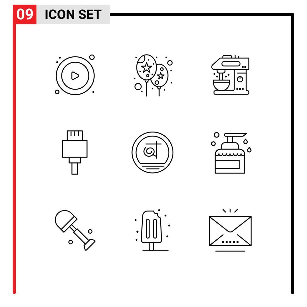 Pack of 9 creative Outlines of cleaning bangladeshi coffee machine bangladesh electronic Editable Vector Design Elements