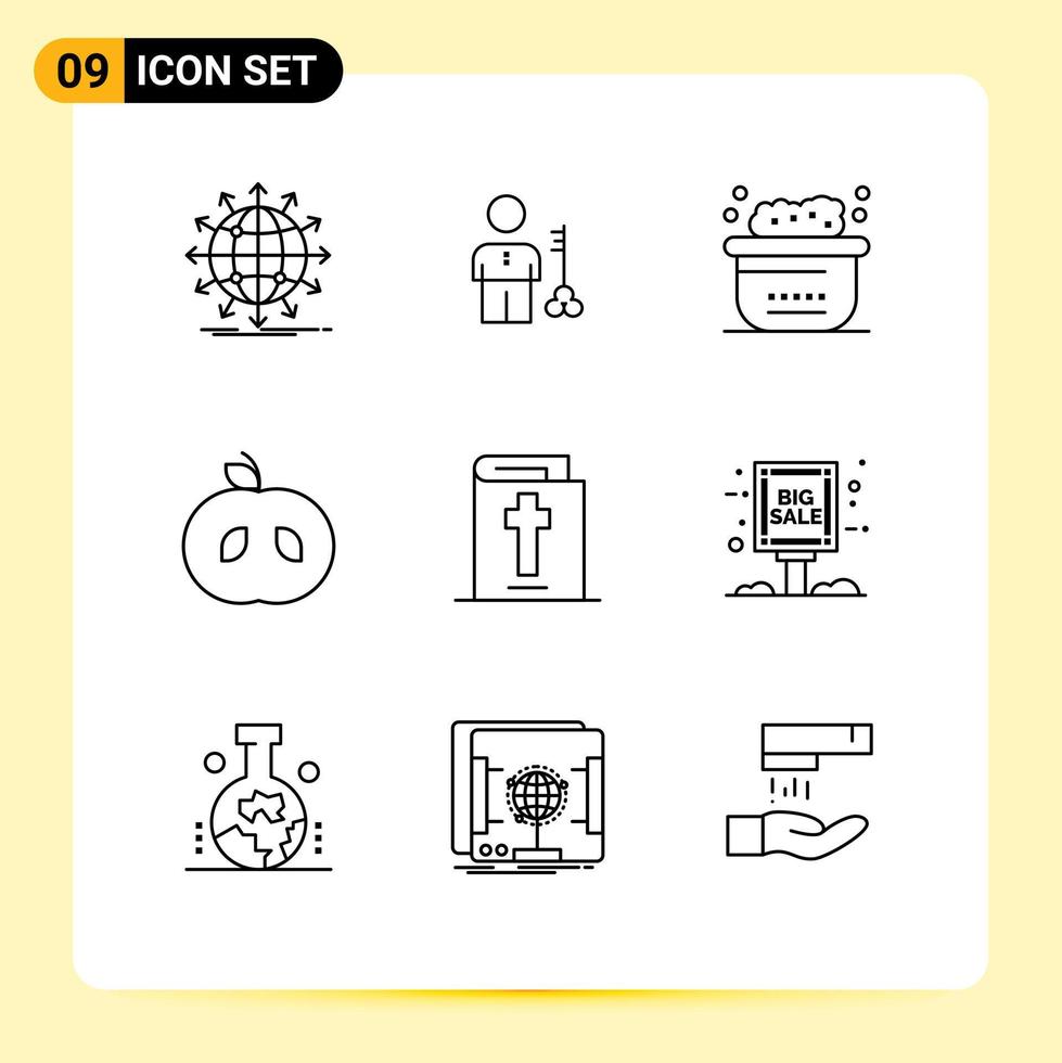 Set of 9 Modern UI Icons Symbols Signs for food clean man bubbles animals Editable Vector Design Elements