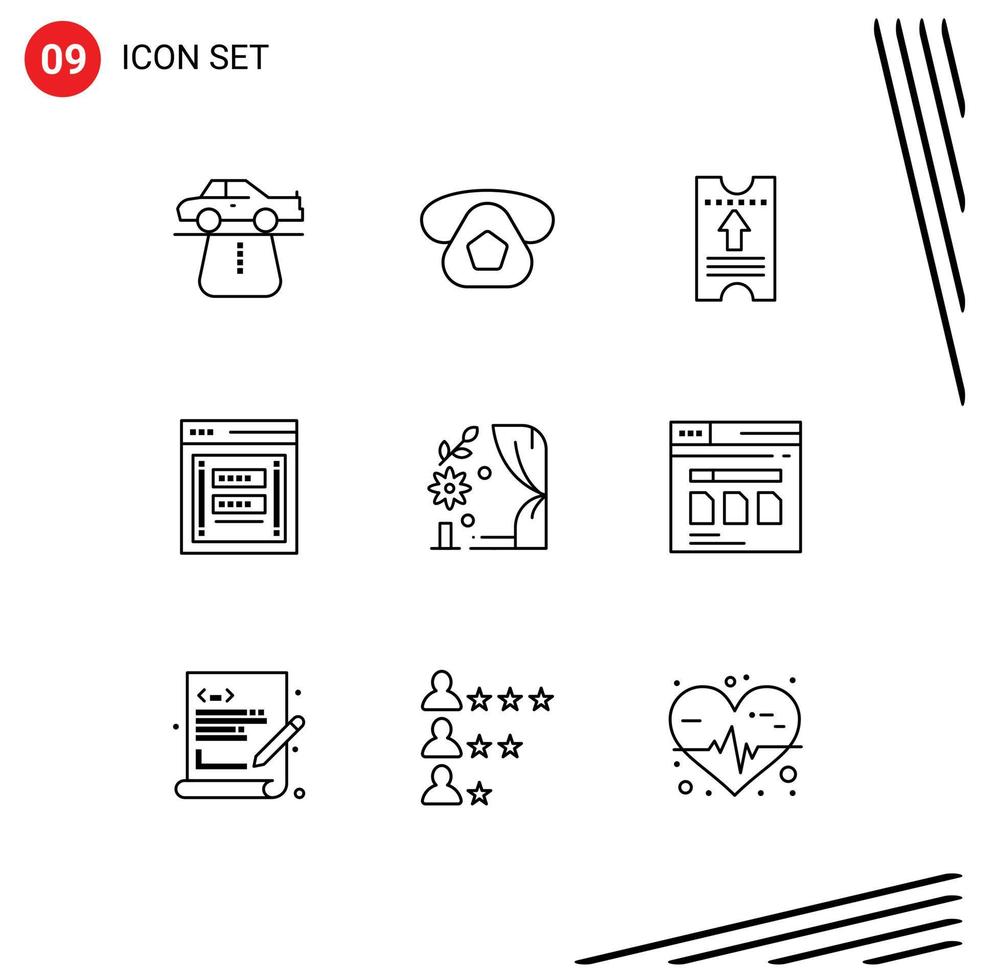9 User Interface Outline Pack of modern Signs and Symbols of phishing login phone link arrow Editable Vector Design Elements