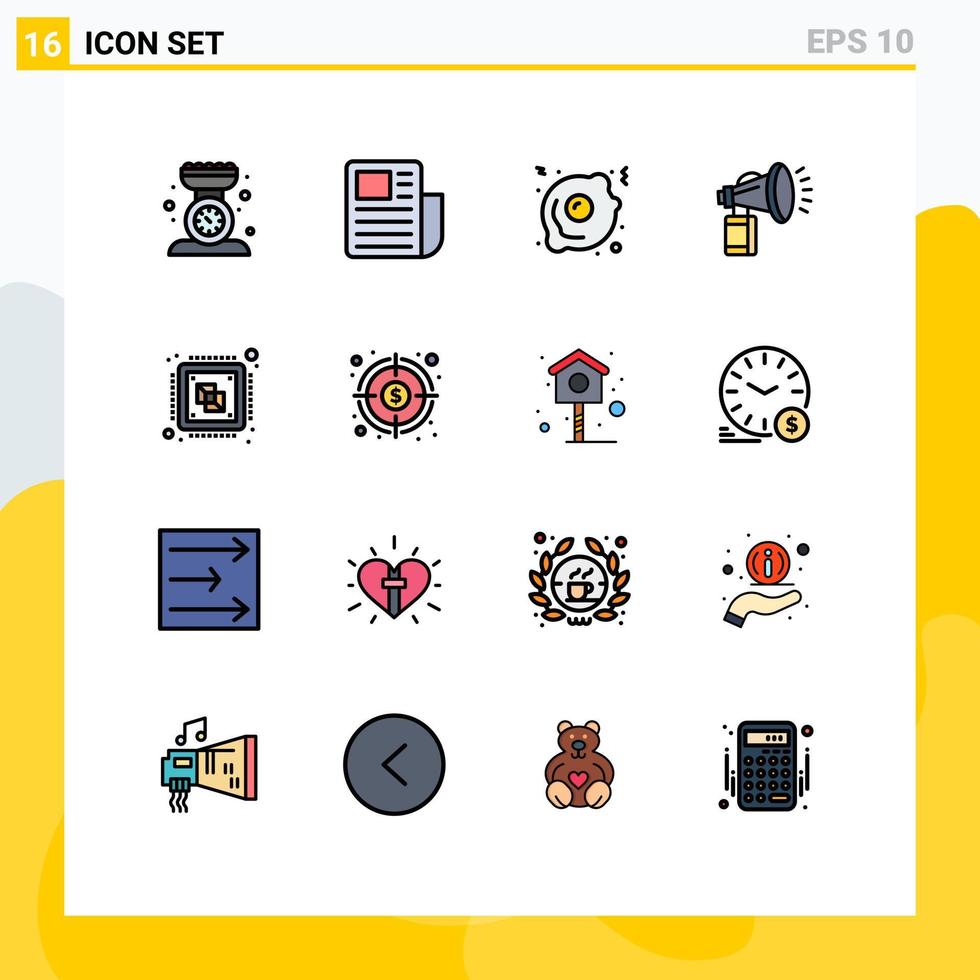 un conjunto de 16 símbolos de iconos de interfaz de usuario modernos para la hoja de texto del ventilador central puede transmitir elementos de diseño de vectores creativos editables