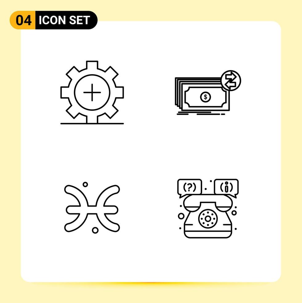 4 Creative Icons Modern Signs and Symbols of care money hospital cash horoscope Editable Vector Design Elements