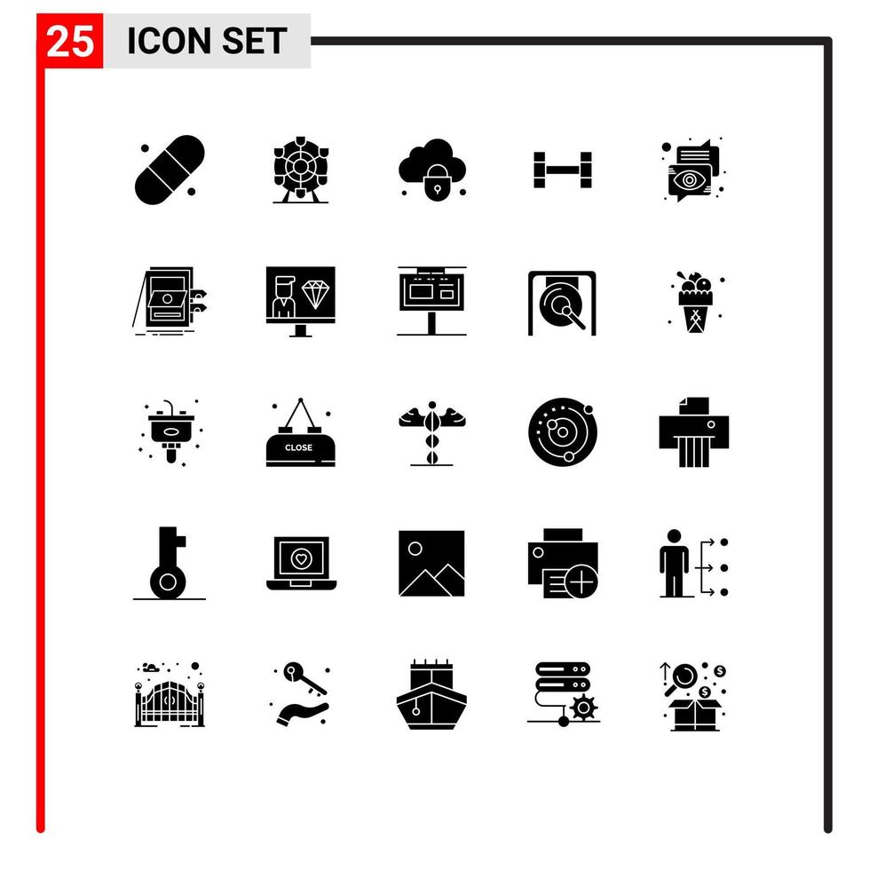 25 iconos creativos signos y símbolos modernos de elementos de diseño vectorial editables de burbuja de comunicación de bloqueo ocular pos vector