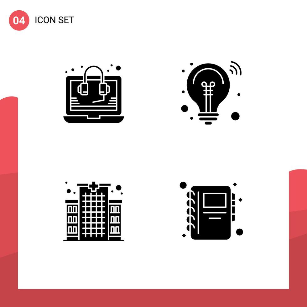 Group of 4 Solid Glyphs Signs and Symbols for consulting clinic support innovation care Editable Vector Design Elements