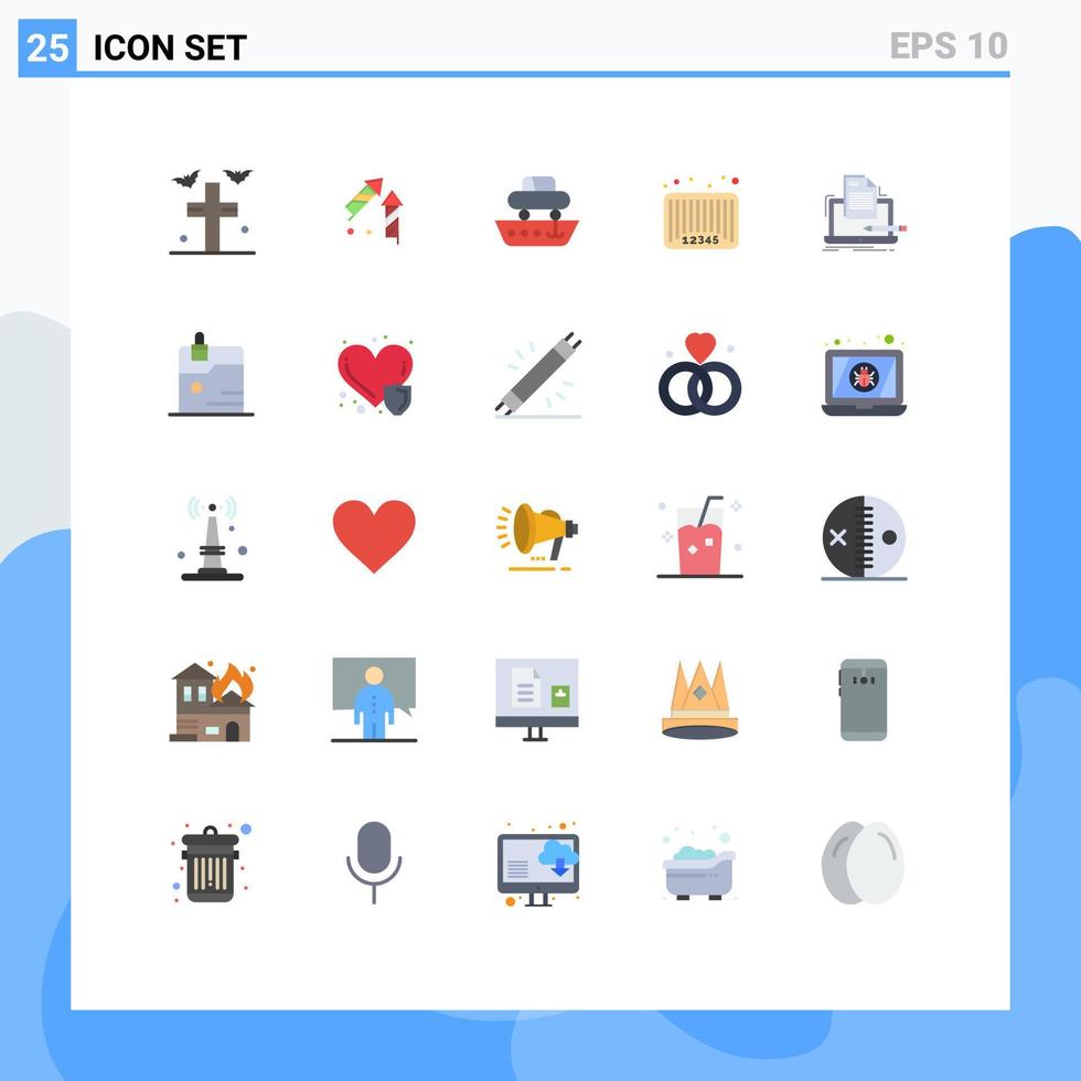 User Interface Pack of 25 Basic Flat Colors of code bar code car bar vessel Editable Vector Design Elements
