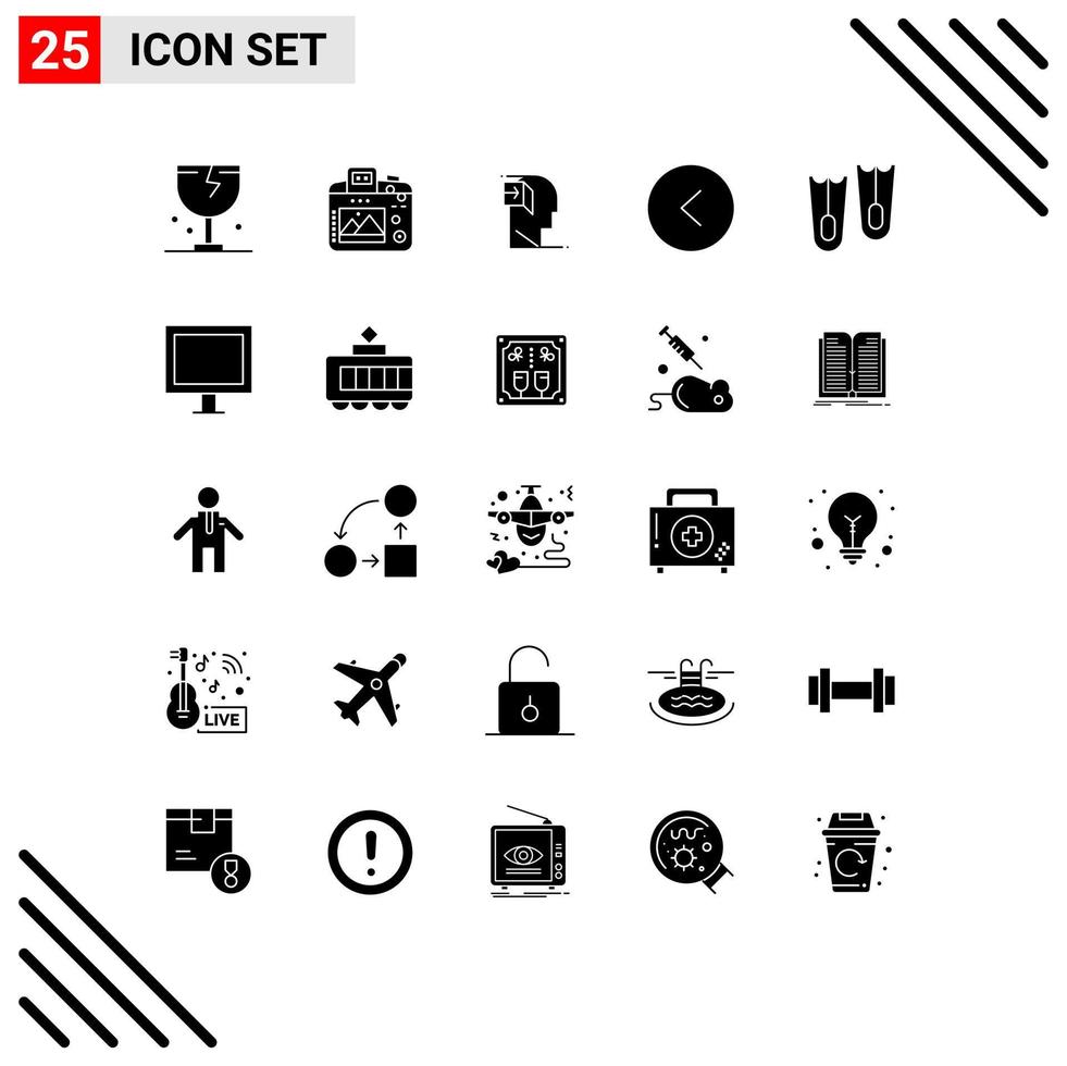 Stock Vector Icon Pack of 25 Line Signs and Symbols for diving circle hobby arrow mind Editable Vector Design Elements