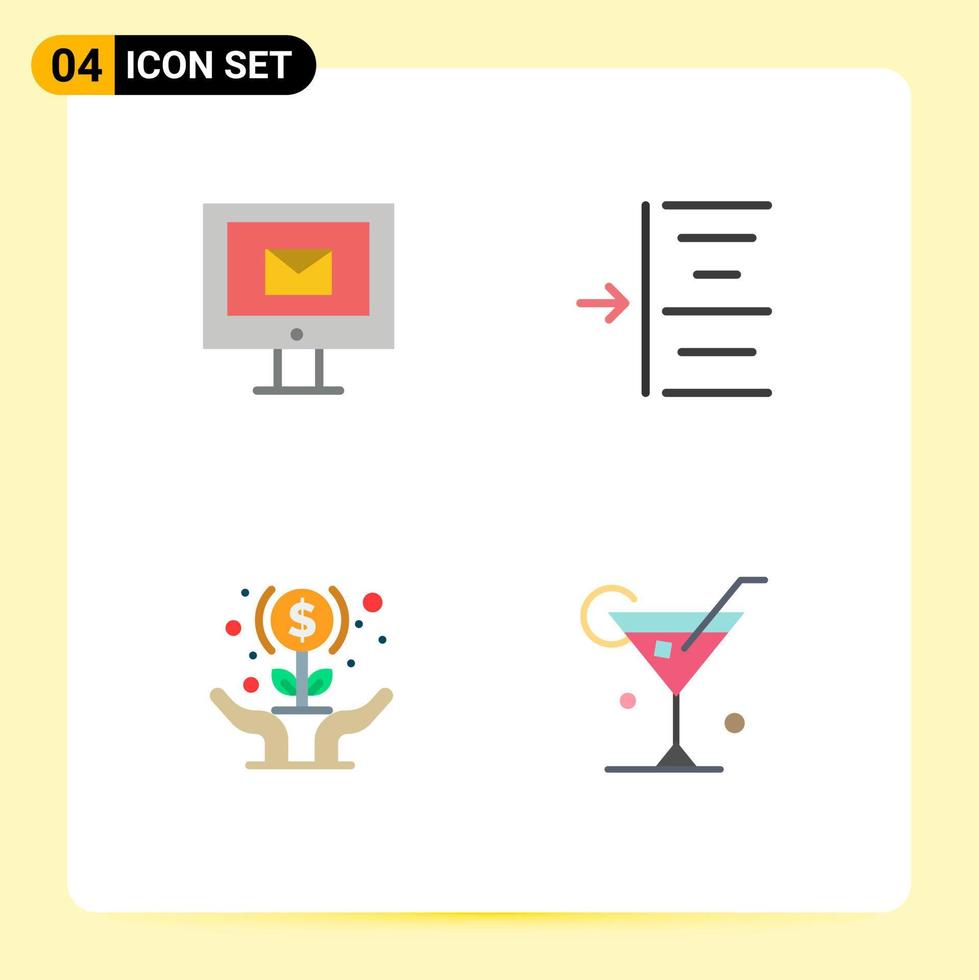 Stock Vector Icon Pack of 4 Line Signs and Symbols for computer growth service text investment Editable Vector Design Elements