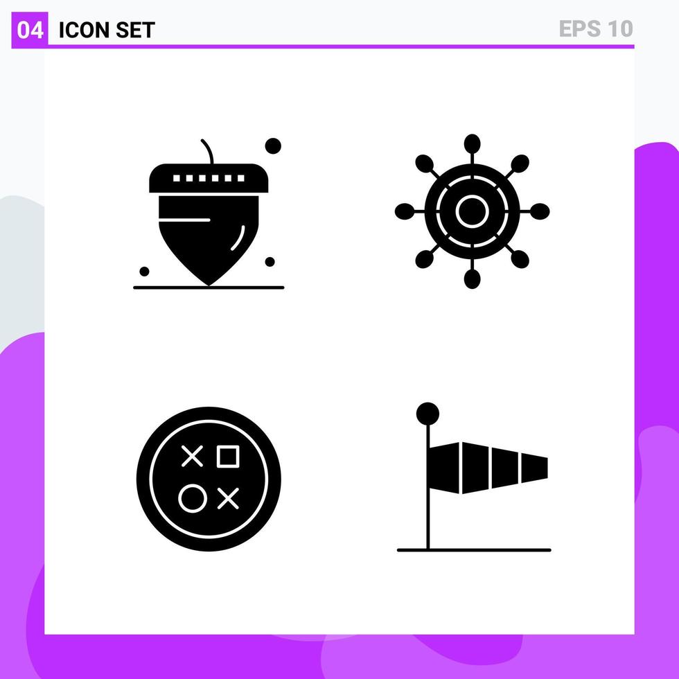 conjunto de 4 iconos en símbolos de glifos creativos de estilo sólido para el diseño de sitios web y aplicaciones móviles signo de icono sólido simple aislado en fondo blanco 4 iconos vector