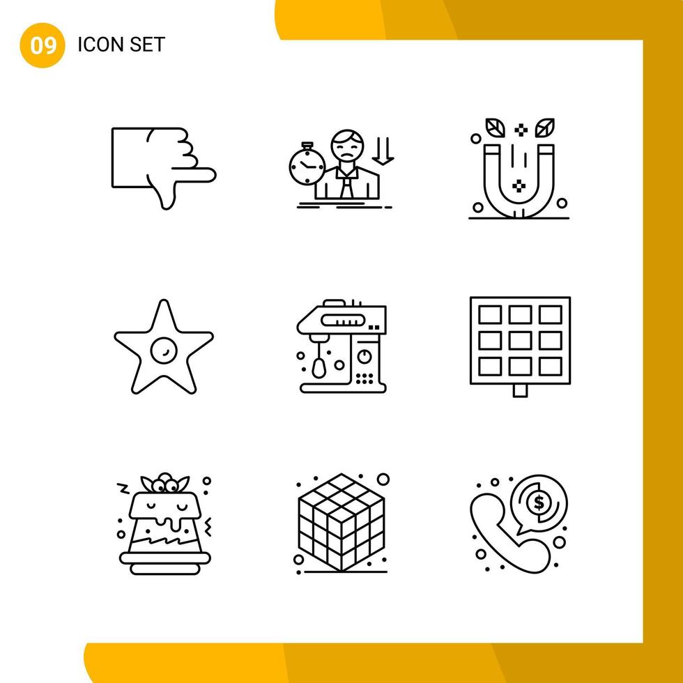 9 Icon Set Line Style Icon Pack Outline Symbols isolated on White Backgound for Responsive Website Designing vector