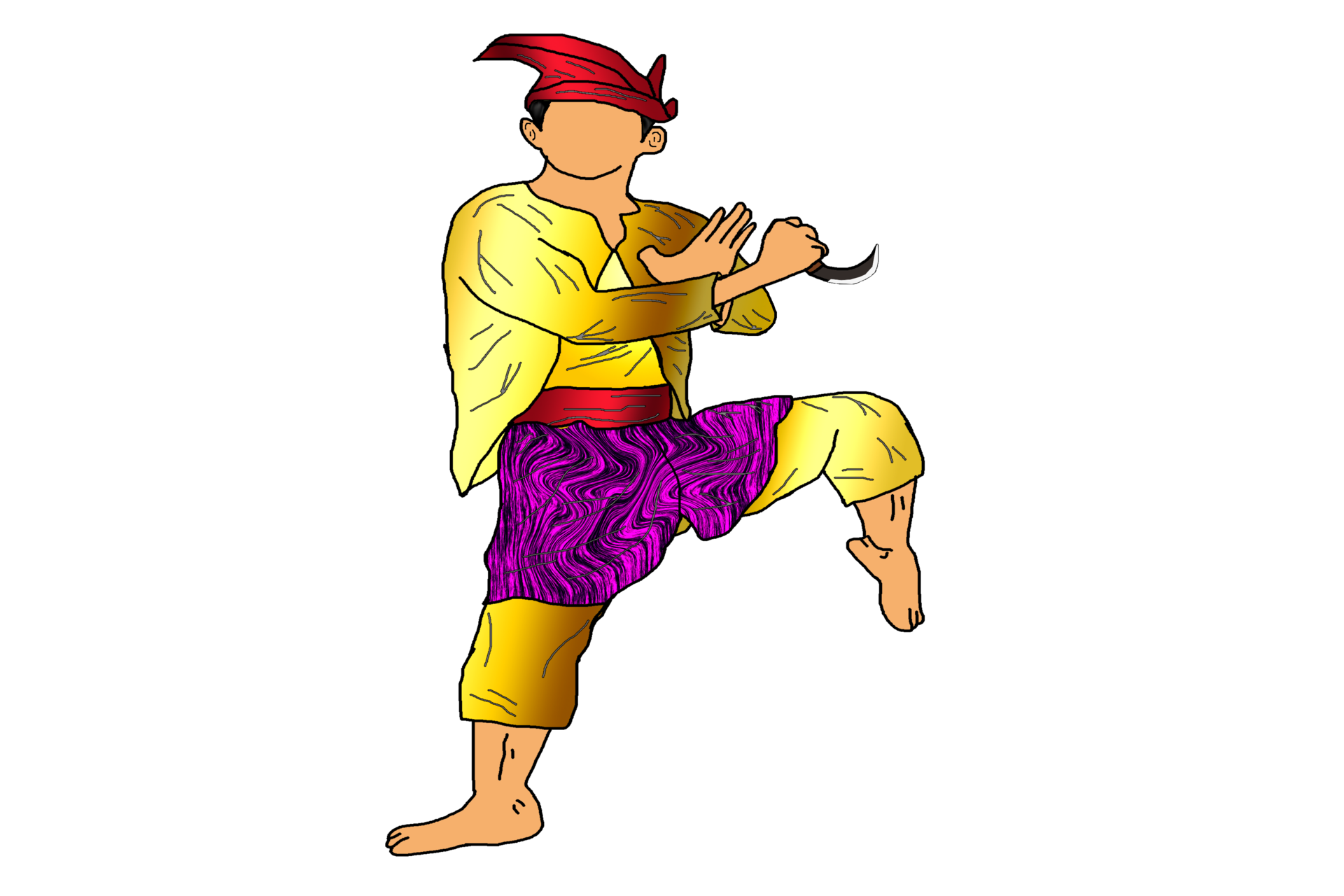men-posing-dance-silat-stand-one-leg-with-hold-kerambit-17891555-png