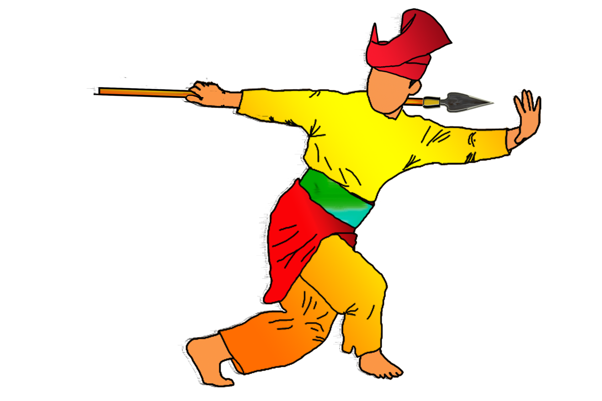 Silat warrior doing dance silat with spear 17891589 PNG