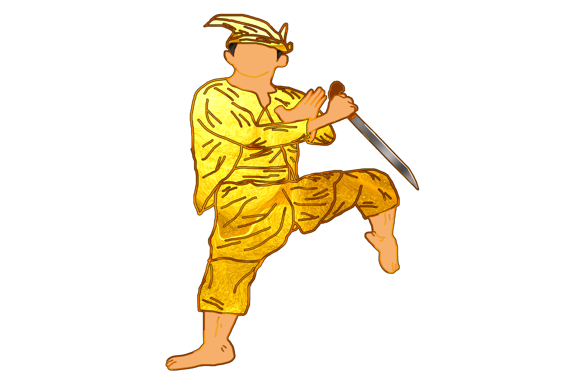 silat-warrior-doing-step-stand-one-leg-with-hand-hold-machete-17891629-png
