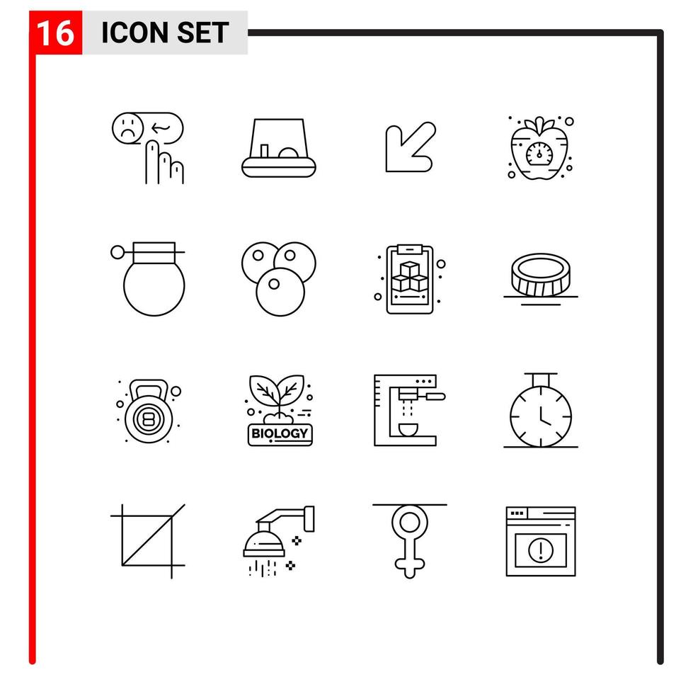 Modern Set of 16 Outlines Pictograph of military army down time health Editable Vector Design Elements