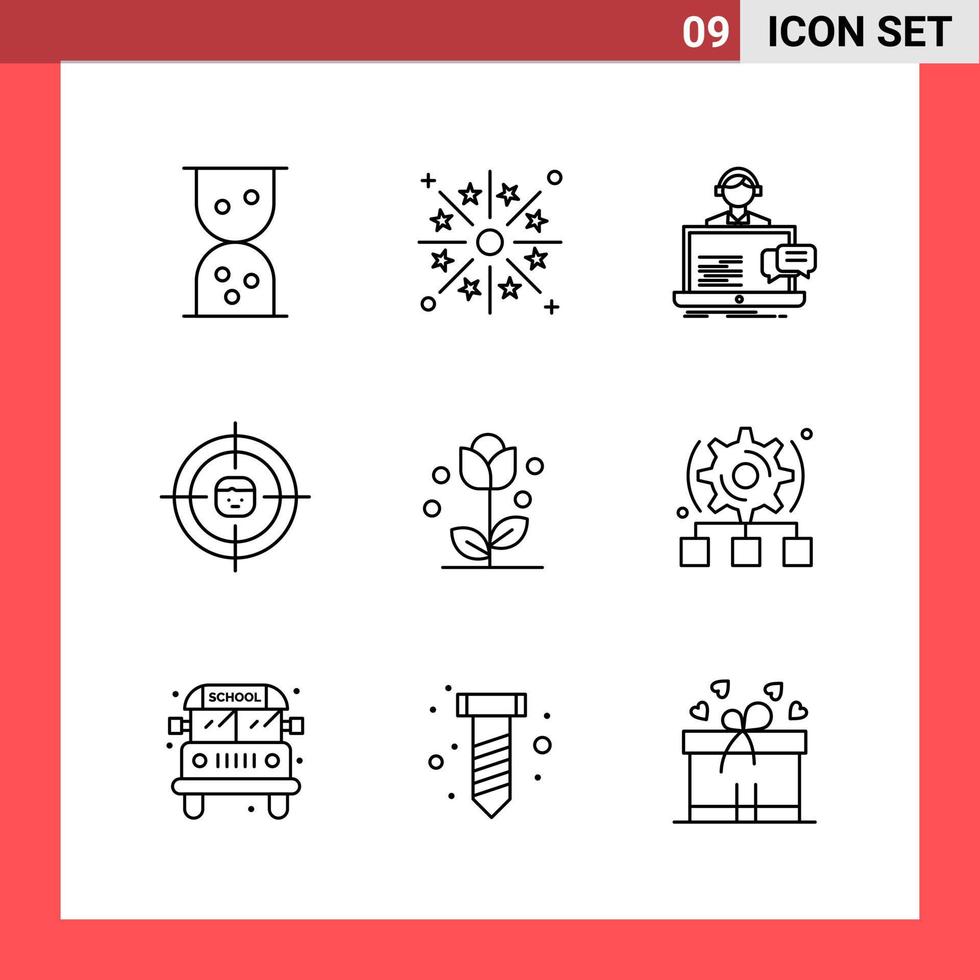 9 Icon Pack Line Style Outline Symbols on White Background Simple Signs for general designing vector