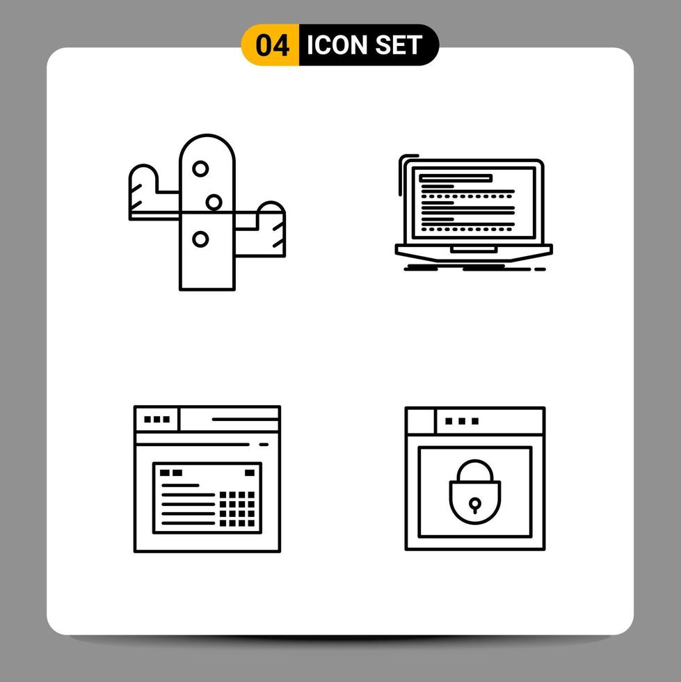 4 Black Icon Pack Outline Symbols Signs for Responsive designs on white background 4 Icons Set vector