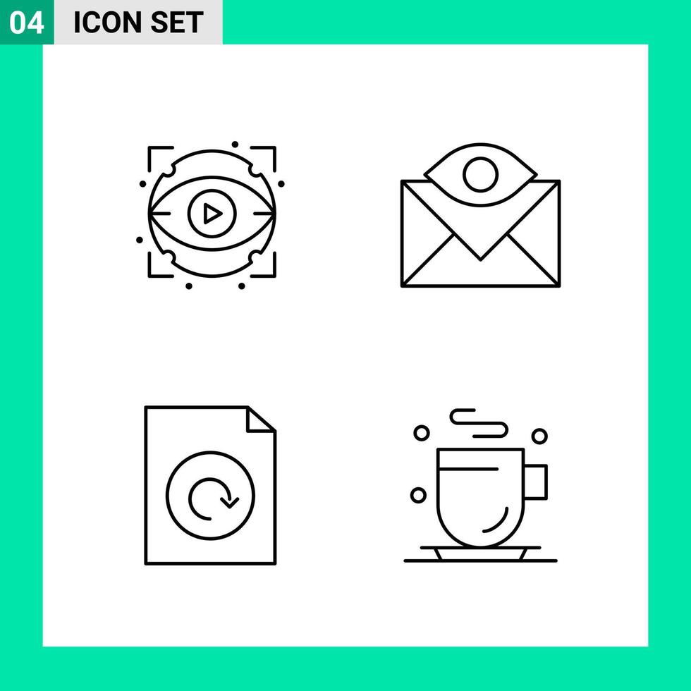 paquete de 4 iconos de estilo de línea establece símbolos de esquema para imprimir signos creativos aislados en fondo blanco 4 conjunto de iconos vector