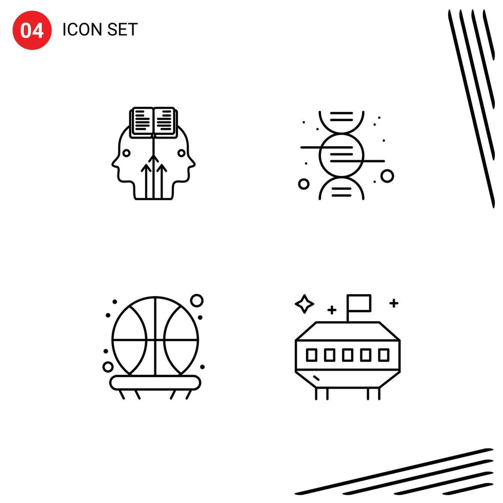 Universal Icon Symbols Group of 4 Modern Filledline Flat Colors of mind shot man science space Editable Vector Design Elements