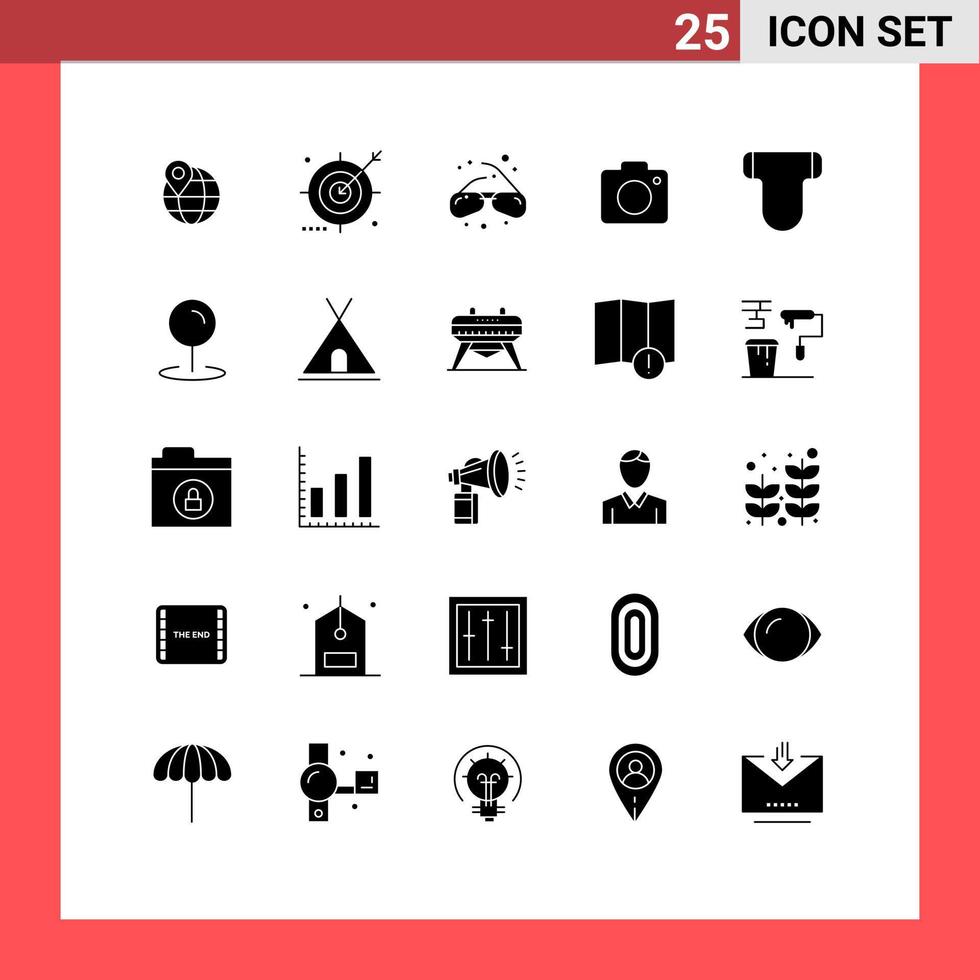 25 iconos creativos, signos y símbolos modernos de imágenes de búsqueda de fotos de bebés, elementos de diseño vectorial editables geek vector