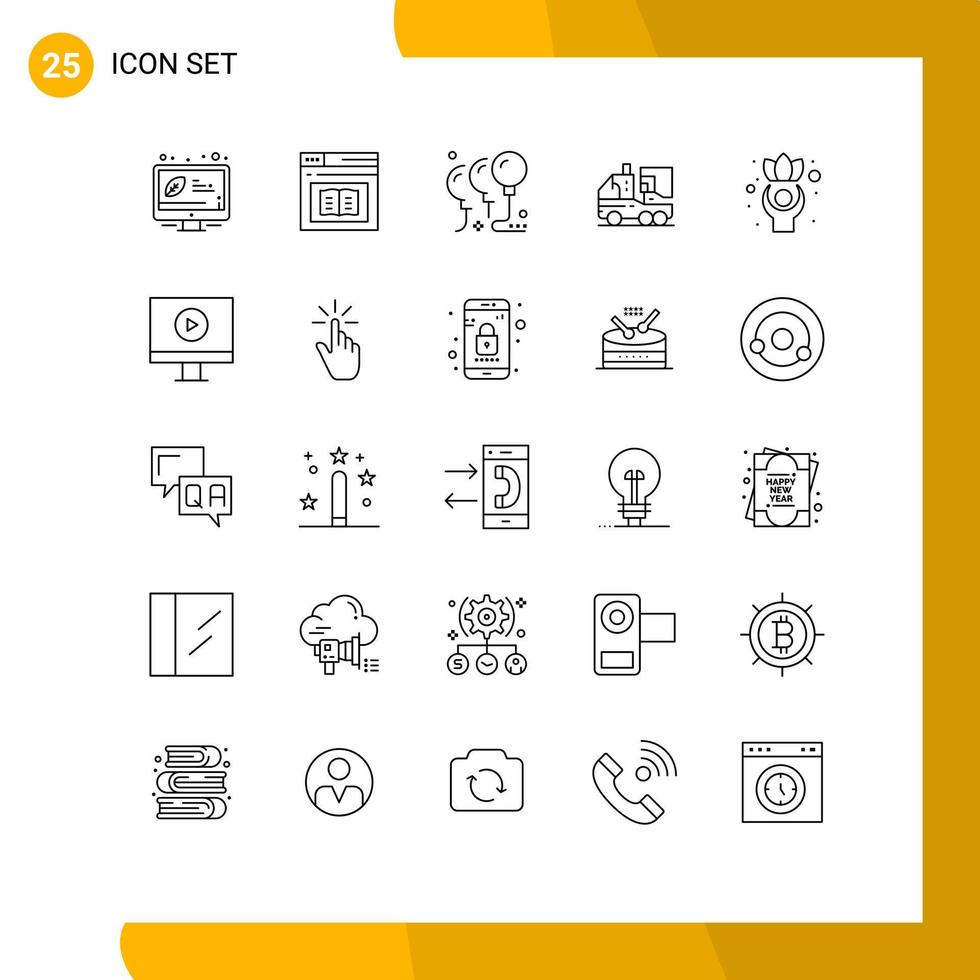 25 Universal Lines Set for Web and Mobile Applications leaf biology education artificial celebration Editable Vector Design Elements