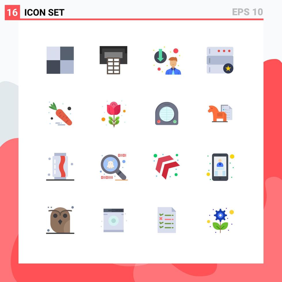 Set of 16 Modern UI Icons Symbols Signs for rose flower database easter food Editable Pack of Creative Vector Design Elements
