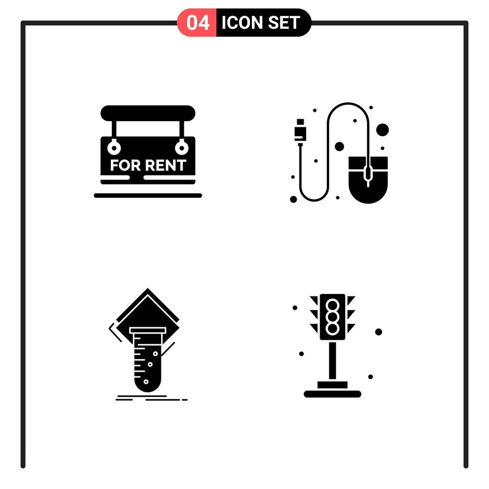 Set of 4 Solid Style Icons for web and mobile Glyph Symbols for print Solid Icon Signs Isolated on White Background 4 Icon Set vector