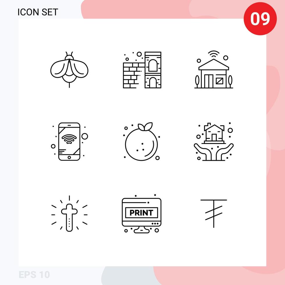 9 Outline concept for Websites Mobile and Apps diet wifi house network wifi Editable Vector Design Elements