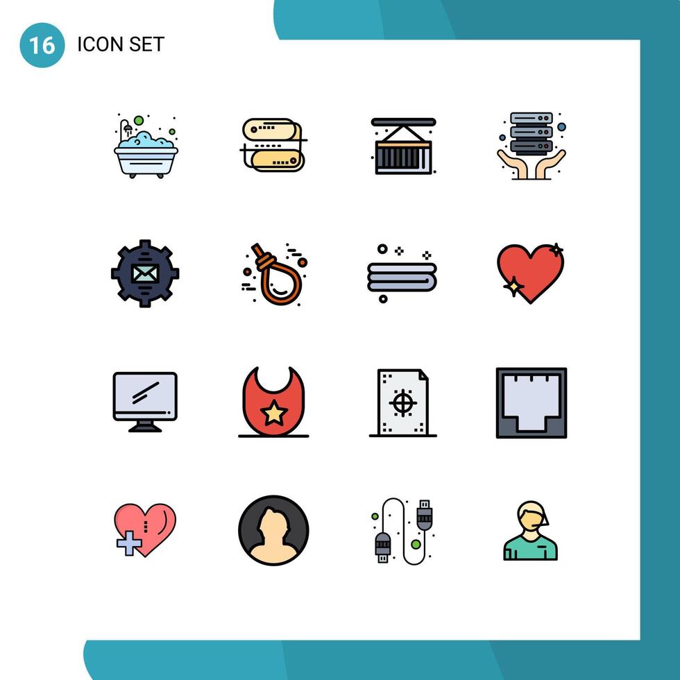 16 Flat Color Filled Line concept for Websites Mobile and Apps email communication box shared internet hosting Editable Creative Vector Design Elements