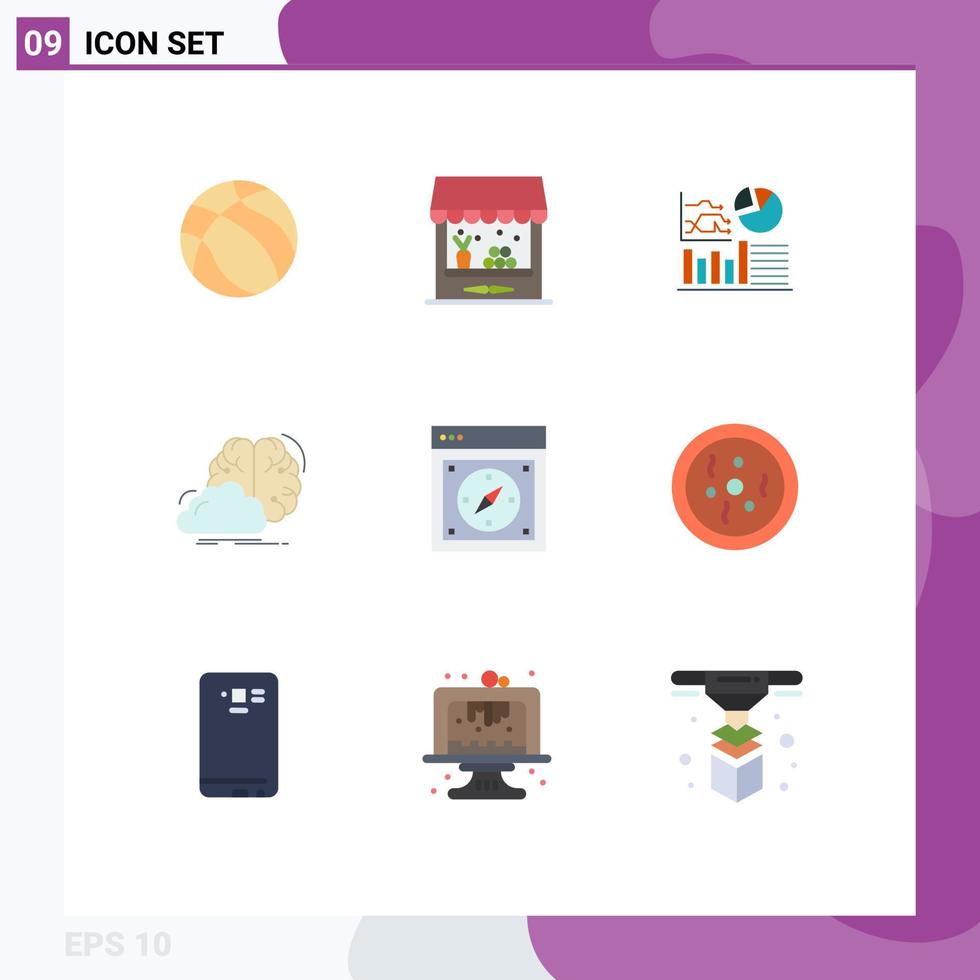 9 Flat Color concept for Websites Mobile and Apps browser innovation graph idea brainstorming Editable Vector Design Elements