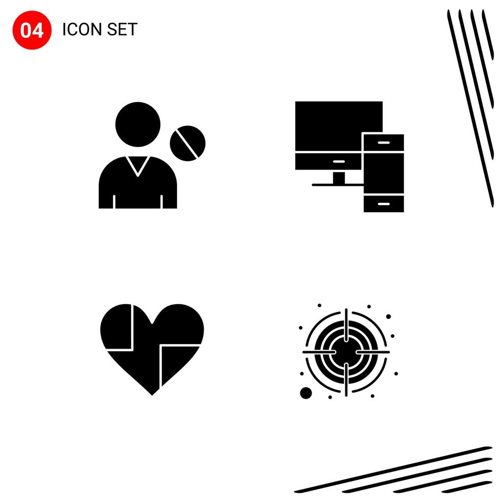 Collection of 4 Vector Icons in solid style Pixle Perfect Glyph Symbols for Web and Mobile Solid Icon Signs on White Background 4 Icons