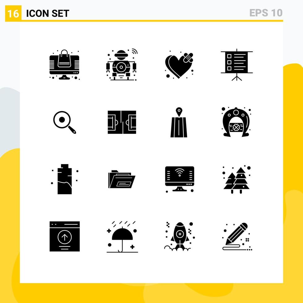 Set of 16 Modern UI Icons Symbols Signs for frying presentation tech text heart Editable Vector Design Elements