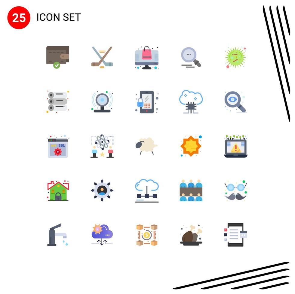Mobile Interface Flat Color Set of 25 Pictograms of epidemic bacteria online corona find Editable Vector Design Elements