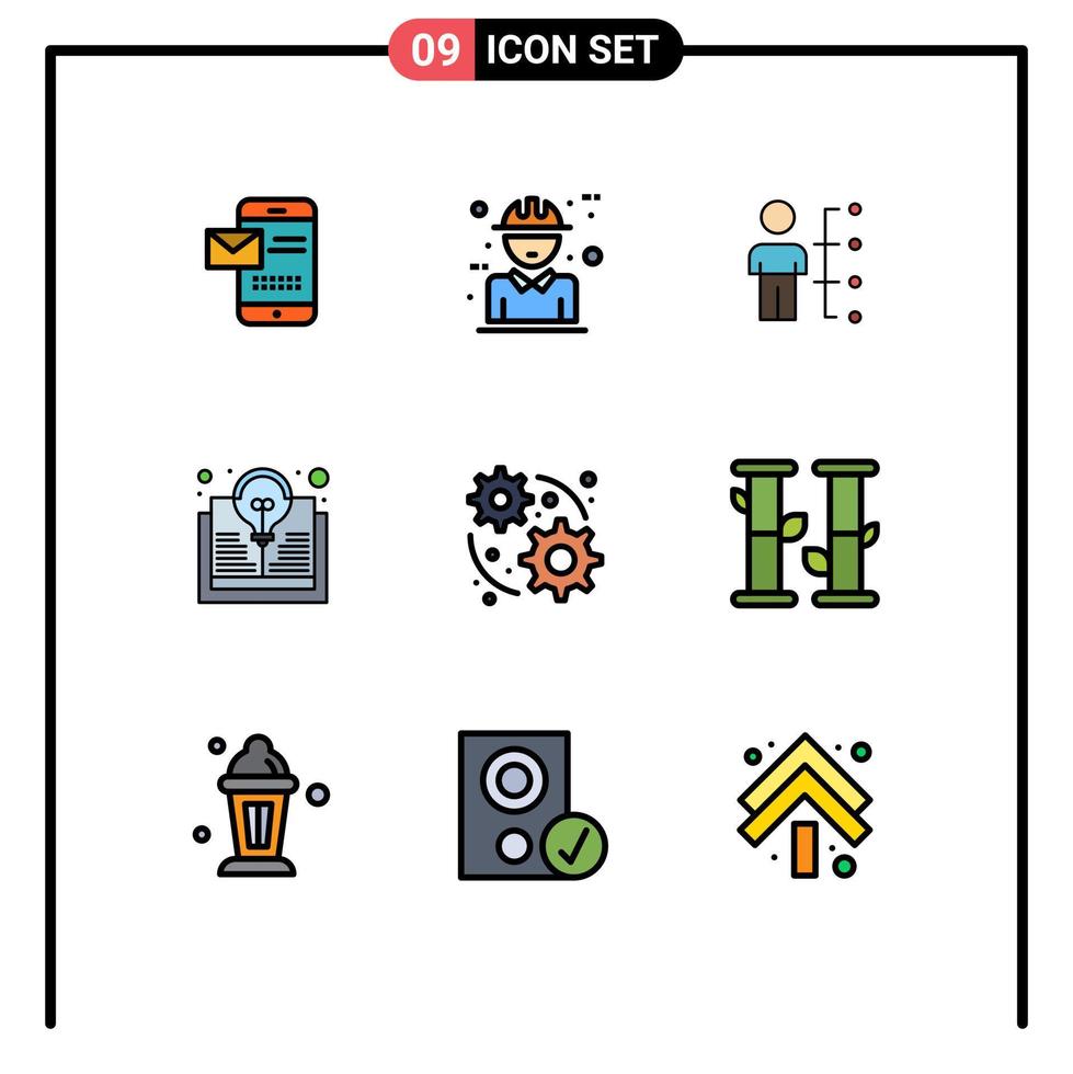 Set of 9 Modern UI Icons Symbols Signs for book people concept man employee Editable Vector Design Elements