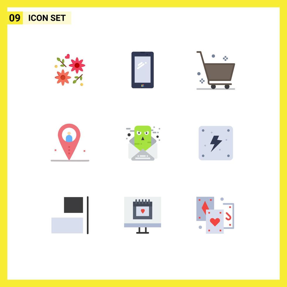 9 User Interface Flat Color Pack of modern Signs and Symbols of outsource location iphone job shopping Editable Vector Design Elements