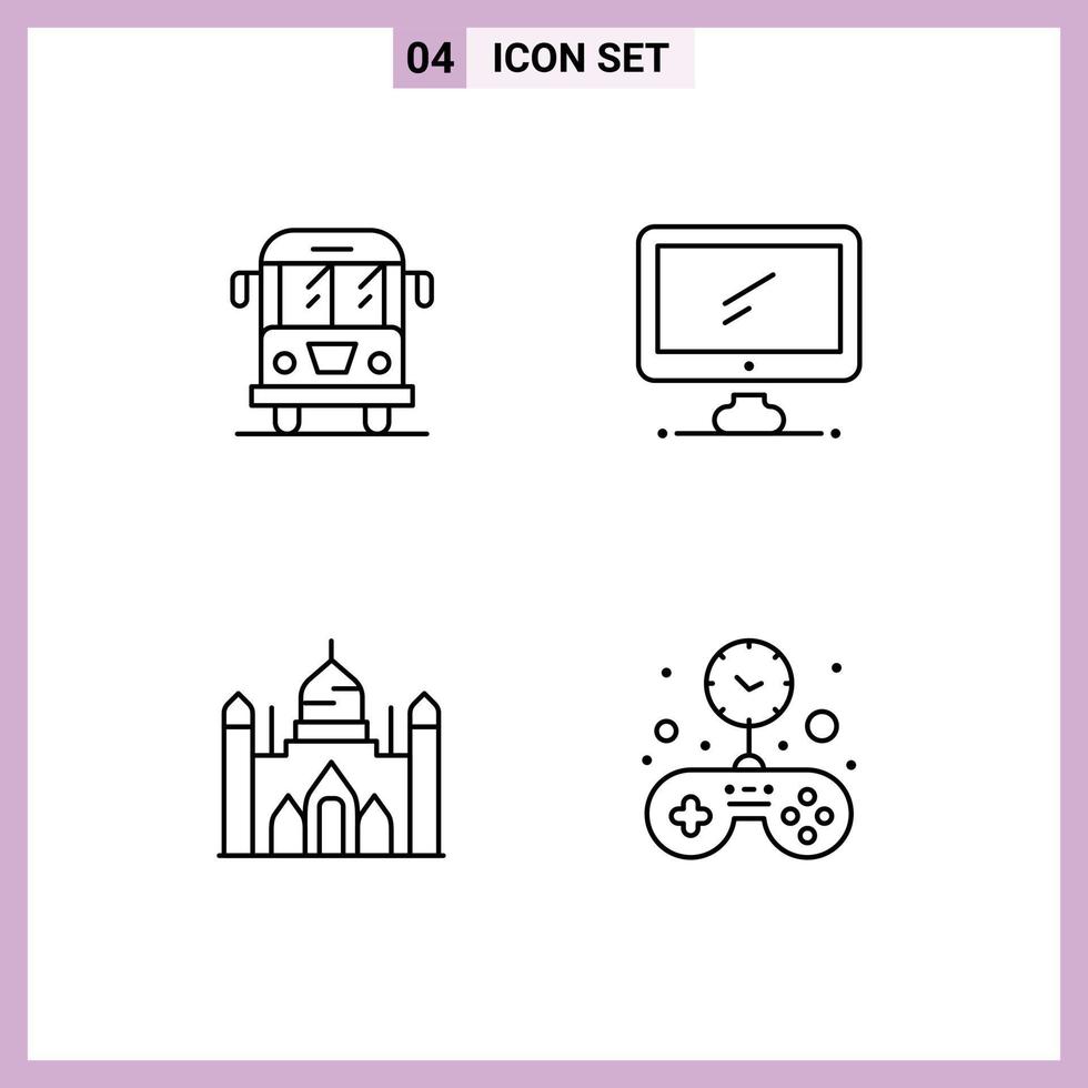 4 Universal Line Signs Symbols of car aurangabad fort truck device dhaka Editable Vector Design Elements