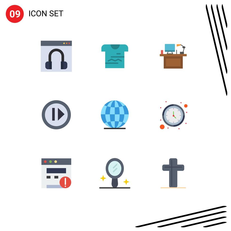 paquete de iconos de vector de stock de 9 signos y símbolos de línea para elementos de diseño de vector editables de monitor de lugar uniforme de mesa delantera