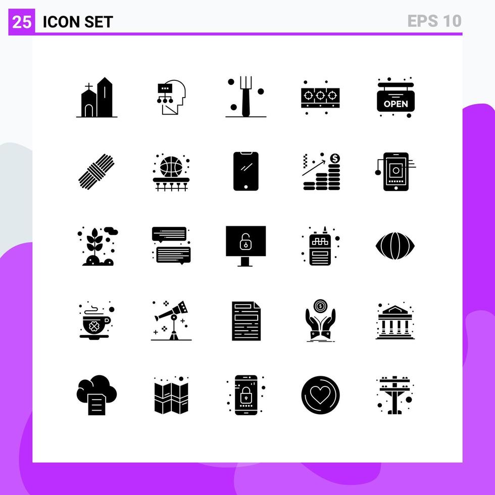 25 Solid Glyph concept for Websites Mobile and Apps open kitchen head food cooker Editable Vector Design Elements