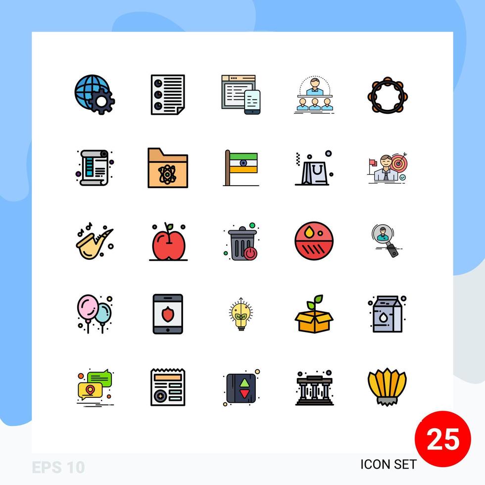 25 iconos creativos, signos y símbolos modernos de instructor de audio, curso receptivo, elementos de diseño de vectores editables de negocios