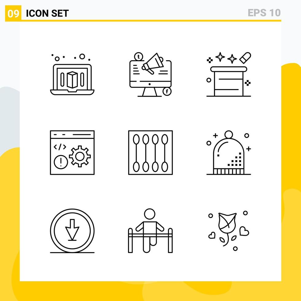 Collection of 9 Universal Line Icons Icon Set for Web and Mobile vector