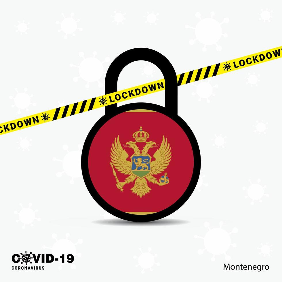 Montenegro Lock DOwn Lock Coronavirus pandemic awareness Template COVID19 Lock Down Design vector