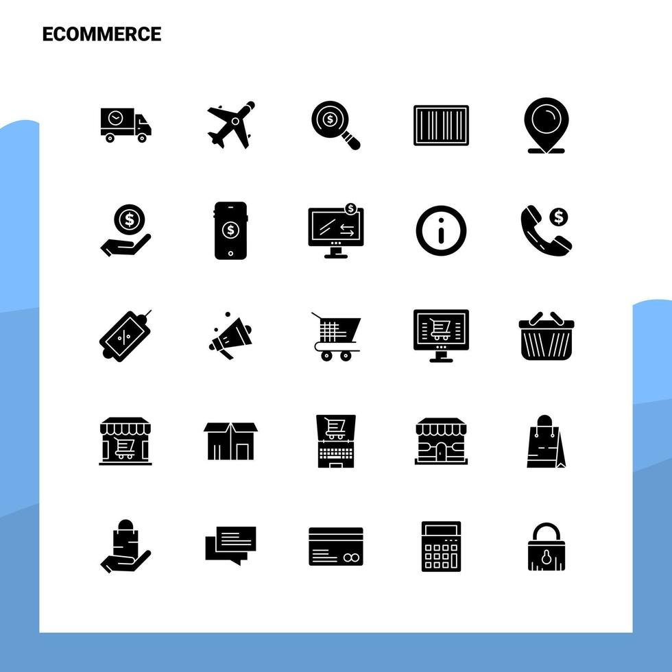 25 conjunto de iconos de comercio electrónico plantilla de ilustración de vector de icono de glifo sólido para ideas web y móviles para empresa comercial