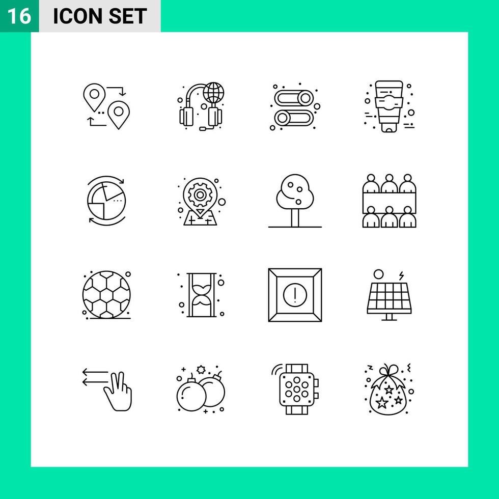 16 User Interface Outline Pack of modern Signs and Symbols of graph data enable skin care cream Editable Vector Design Elements