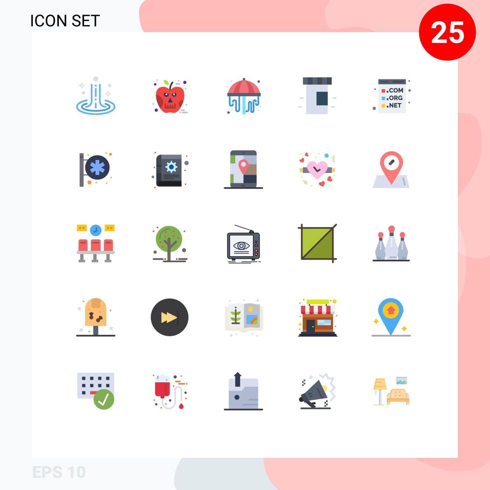 Universal Icon Symbols Group of 25 Modern Flat Colors of development code shower browser medicine Editable Vector Design Elements