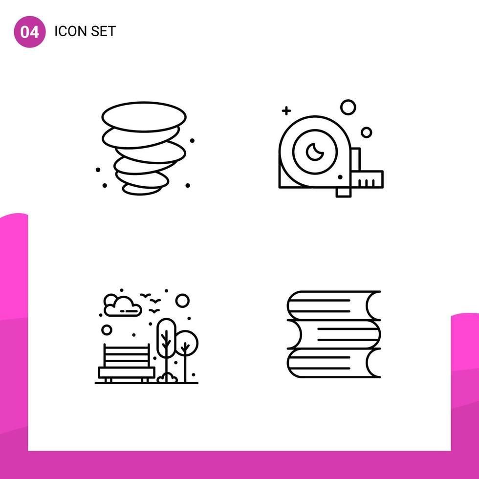 Outline Icon set Pack of 4 Line Icons isolated on White Background for responsive Website Design Print and Mobile Applications vector
