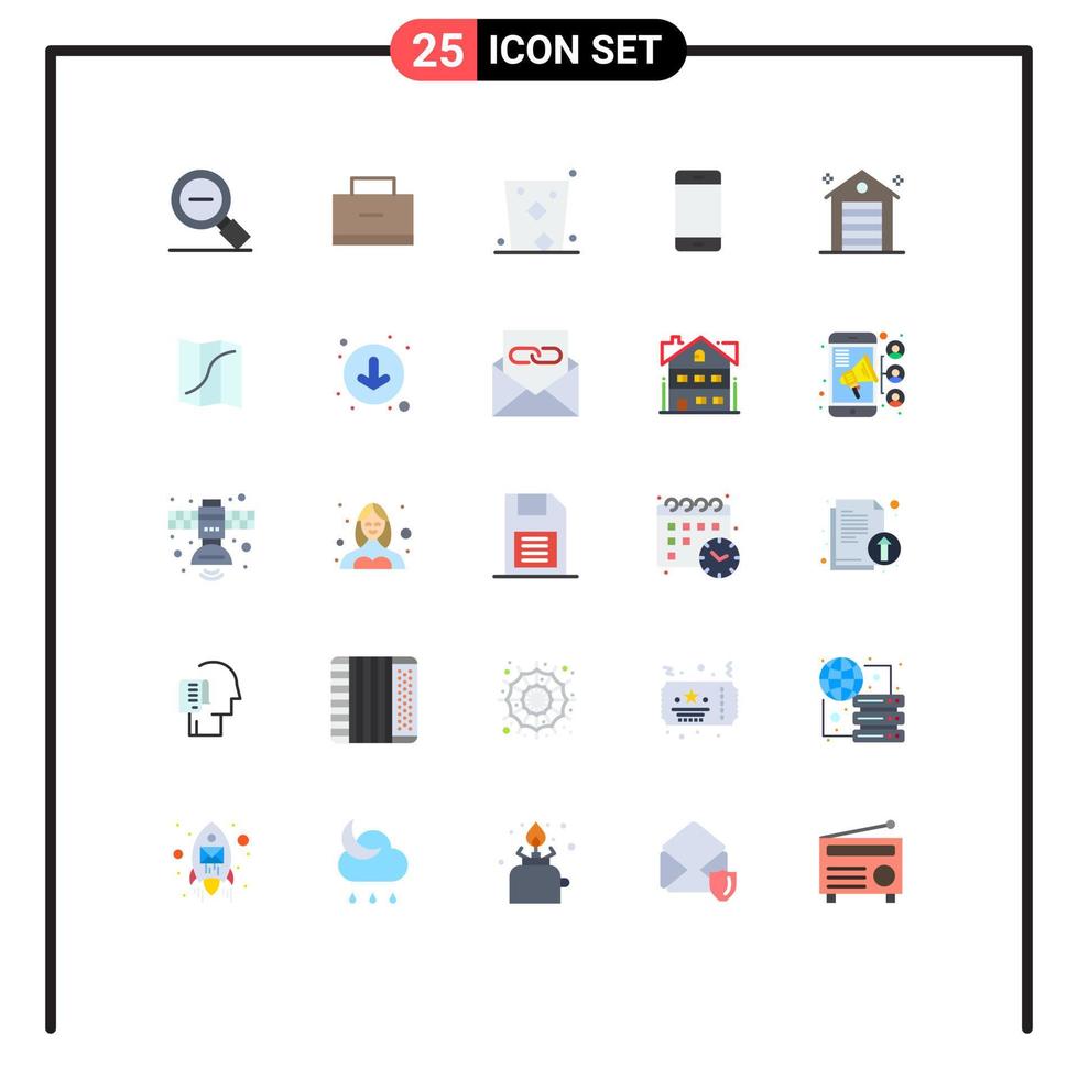 25 iconos creativos, signos y símbolos modernos de dispositivos de hardware, mochilas escolares, computadoras, vidrio, elementos de diseño vectorial editables vector