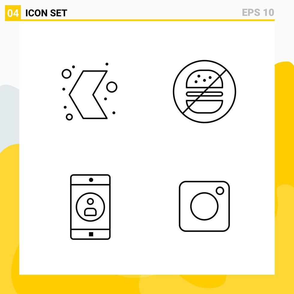 Collection of 4 Universal Line Icons Icon Set for Web and Mobile vector